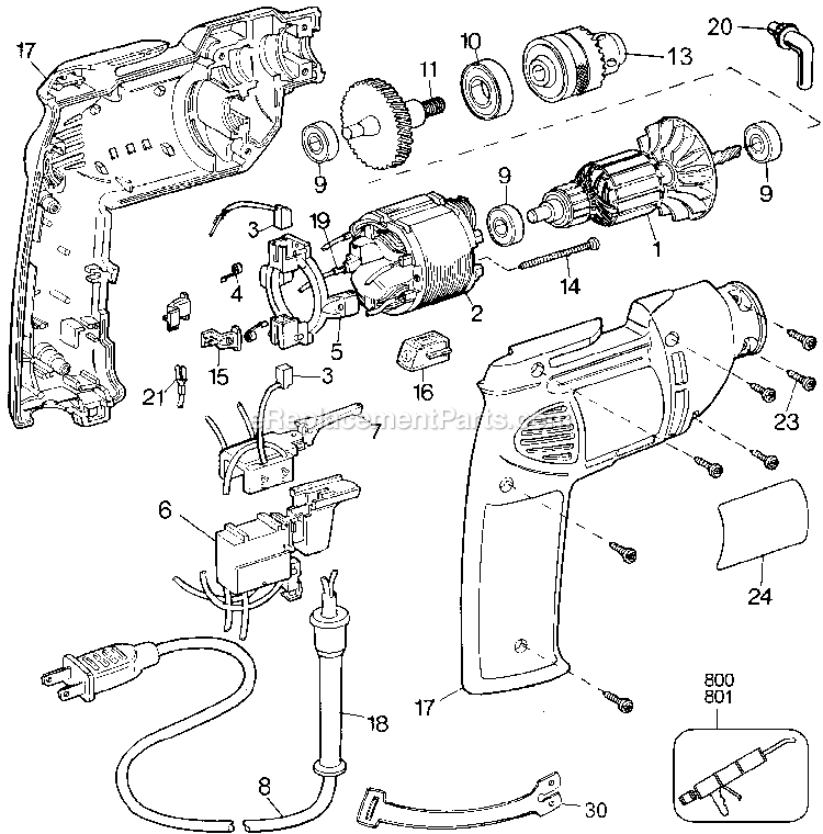 Black and Decker 22866 (Type 2) 3/8 Vsr Drill Power Tool Page A Diagram